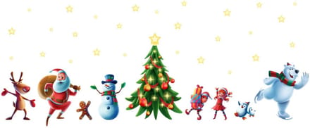 Kerststicker met de Kerstman en zijn vrienden - Kerststickers - feestversiering - 80x120cm