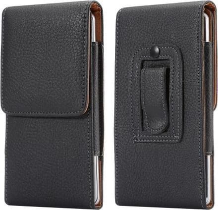 Leren flip tasje hoesje + clip broekclip iPhone 12 Pro Max