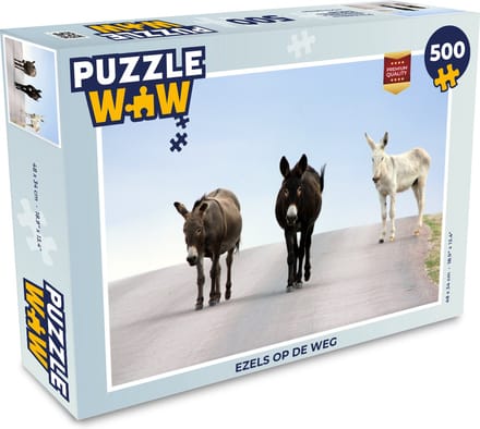 Puzzel Ezels op de weg - Legpuzzel - Puzzel 500 stukjes