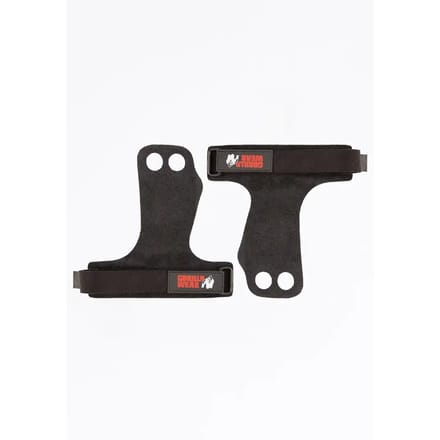 Gorilla Wear 2-Hole Leren Lifting Grips - Zwart - S