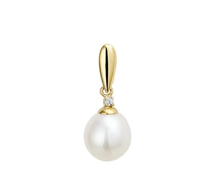 Marie Celeste hanger parel en zirkonia 14 x 8,5 mm - Goud
