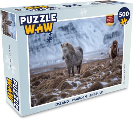 Puzzel IJsland - Paarden - Sneeuw - Legpuzzel - Puzzel 500 stukjes