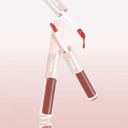 NOVO - Matte Dewy Dual-Effect Lip Gloss - 6 Colors 921# Orange Brown (1.4g & 1.3g)