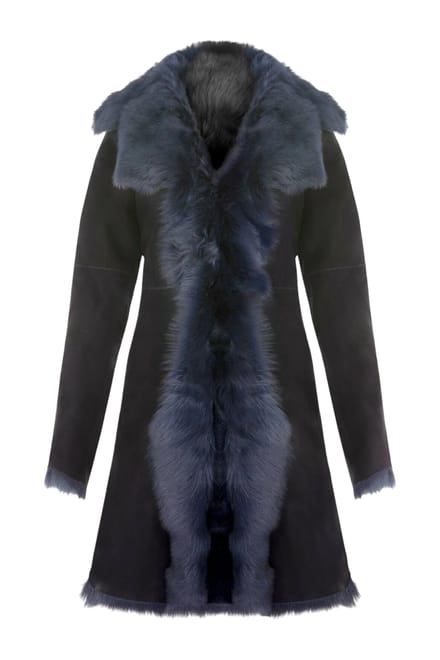 Dames marineblauwe Toscaanse schapensuède trenchcoat - Celeste