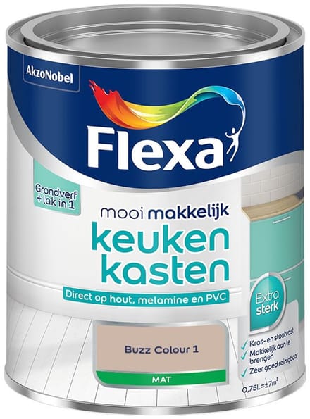 Flexa - Mooi Makkelijk Keukenkasten Mat - Buzz Colour 1 - Mengverf - 750 Ml