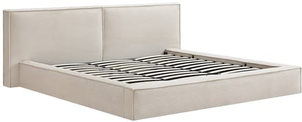 Vente-unique Bed met opbergruimte fluweel beige 180 x 200 cm (Super King Size Bed)