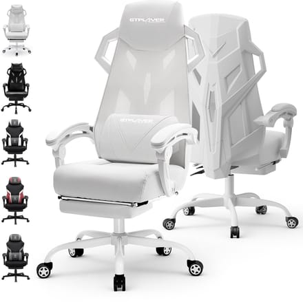 GTPLAYER - Ergonomische Bureaustoel - Met Lendensteun en Hoofdsteun - Wit