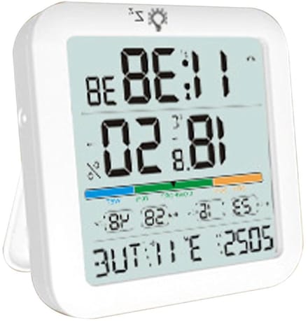 Binnenthermometer Hygrometer - Kamertemperatuur Monitor - Klimaat Bewaken - Groot LCD Scherm - 10 cm - Wit