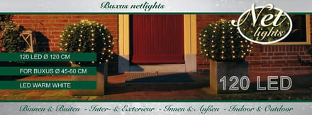 Anna's Collection Buxus kerstverlichting - 120 cm - met timer - 120 lampjes - warm wit licht - kersboomversiering