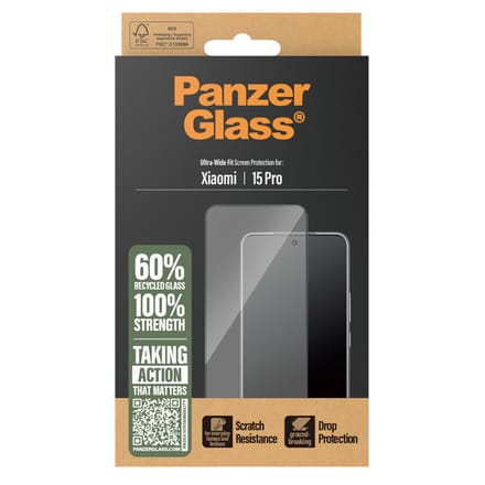PanzerGlass Ultra-Wide Fit Anti-Bacterial Screenprotector voor de Xiaomi 15 Pro