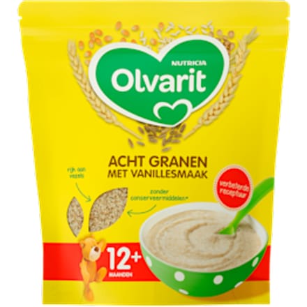 Olvarit - Granenpap Acht Granen - Vanillesmaak - 12+M - 200gr