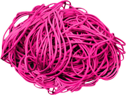 1 kg - Elastiek - roze - diameter 80mm - breedte 1,5mm - in zak - ca 1700 stuks