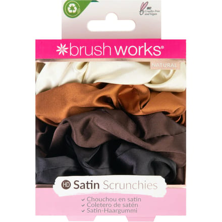 brushworks Hair Scrunchies Natural 4 st