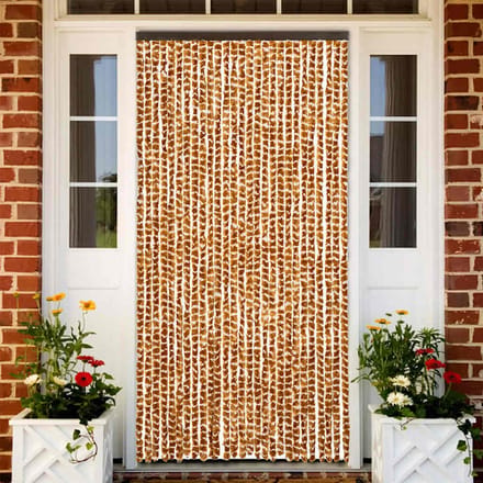 vidaXL - Vliegengordijn - 90x200 - cm - chenille - okerkleurig - en - wit