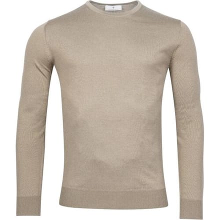 Thomas Maine Trui Fine Merino Crew Neck Single Knit Greige / male