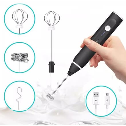Mini mousseur à lait électrique portatif, mixeur à œufs électrique avec fouet électrique USB pour mousseur à lait et cappuccino noir