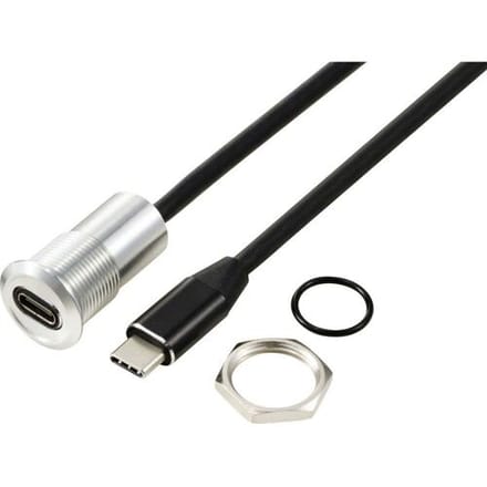 TRU COMPONENTS TC-13376324 USB-C (3.1) bus/stekker 1 m kabel zilver 1 stuk(s)