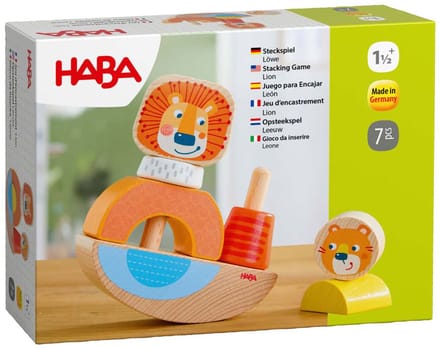 Haba houten opsteekspel leeuw - Montessori speelgoed voor peuters.
