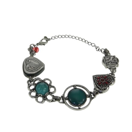 Behave Vintage armband zilver kleur blauwe steen 17 cm