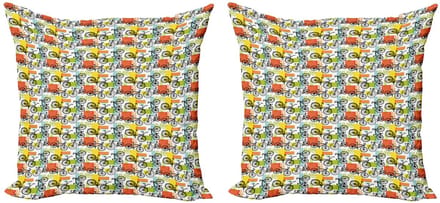 ABAKUHAUS Kussenhoes Set 2x – Geometrisch Multicolor – Dubbelsidig