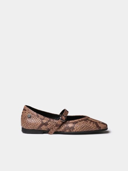 Dames Mary Janes van leer met slangenprint | MARIAN-PI