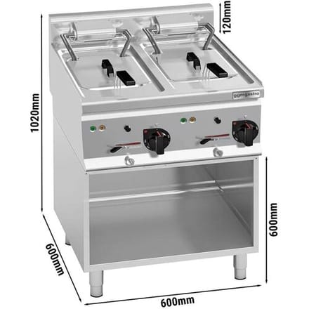 GGM Gastro Elektro Doppelfritteuse - 10+10 Liter - 12 kW - inkl. Untergestell
