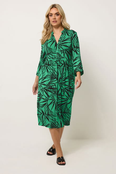 Yours Groene Midijurk Met Bladprint Size 42