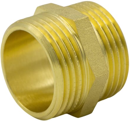 Dubbele nippel 12791, 1 inch AG/AG, messing, geschikt voor drinkwater