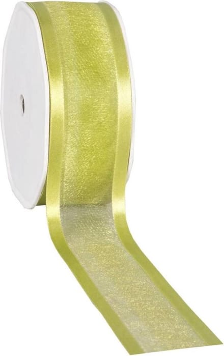 Satin edge Organzalint Lime – 38 mm × 25 m – Organza