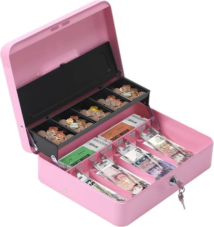 Geldcassette - Kluisje - Geld Bewaren - Met Sleutel - 30x24x9 cm - Roze