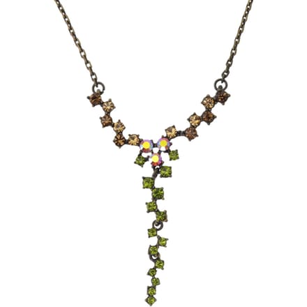 Behave - Ketting - Dames - Goudkleurig - Groene en Bruine Steentjes - 46 cm