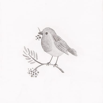 Clayre & Eef Servetten Papier Set van 20 33x33 cm Wit Papier Vogel
