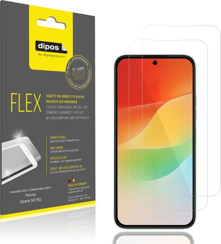 dipos – 2x Beschermfolie geschikt voor Tecno Spark 50 5G | 3D Full Cover Screenprotector | 100% Passend