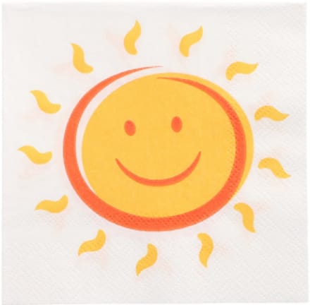 14x 20 Servetten 3-laags 1/4 vouw 25 cm x 25 cm Here comes the Sun