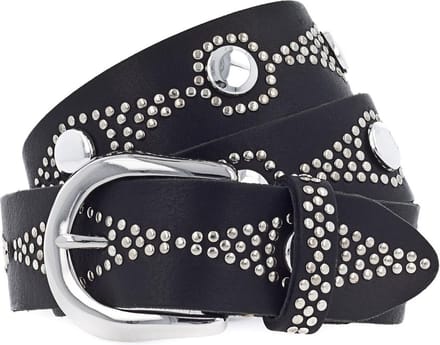 b.belt Leren Riem Nietengürtel W75 Black Zwart