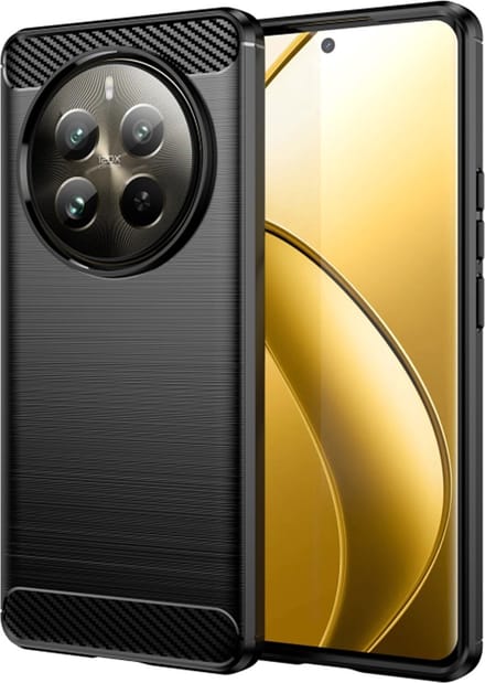 Hoesje geschikt voor Realme 12 Pro/12 Pro Plus - Techsuit Carbon Silicone Back Cover - Zwart