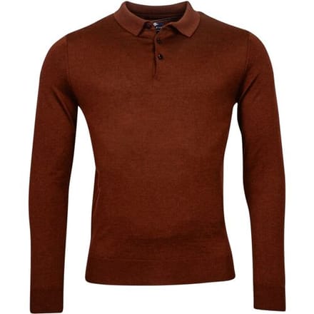 Baileys Trui Merino Pullover Polo Collar Buttons Single Knit Deep Red / male