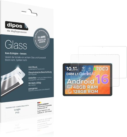 dipos – 2x Matte Pantserfolie geschikt voor Luzglo P10 | 9H Screenprotector