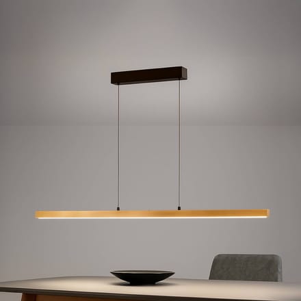 FISCHER & HONSEL LED hanglamp Shine-Wood, lengte 141 cm, eiken/zwart CCT