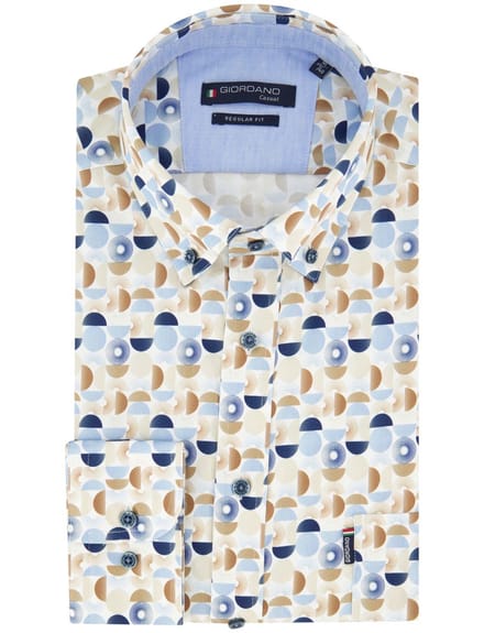 Wit Overhemd Giordano creme blauwe print Regular Fit