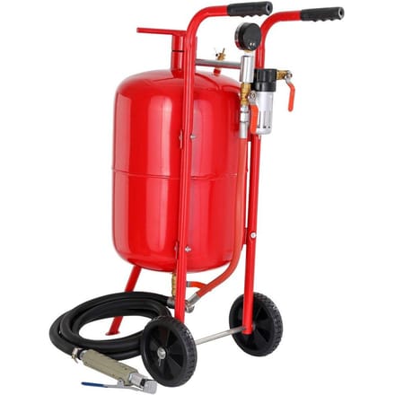 10 Gallon/38L Zandstraalapparaat Uitgerust met Mondstuk Afsluitklep Manometer Keramisch Mondstuk Rubberen Wielen Gritstralen Straalzand Zandstralen