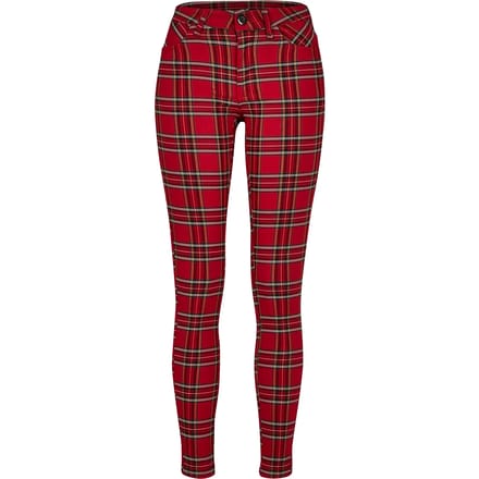 Urban Classics - Tartan Skinny jeans - Taille, 33 inch - Rood/Zwart