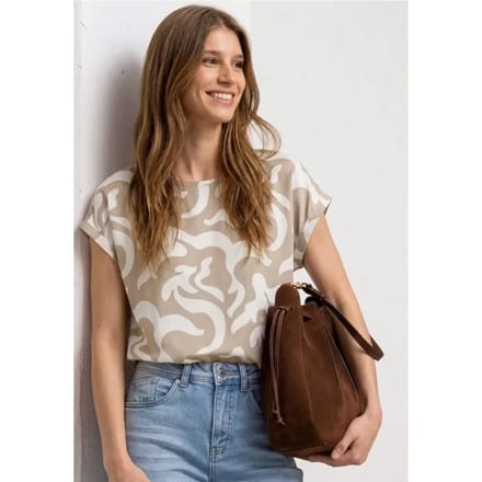 Blouse met hangende schouder en print