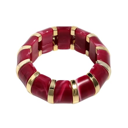 Dames Armband - Stainless Steel - Wijnrood Goud - Elastisch