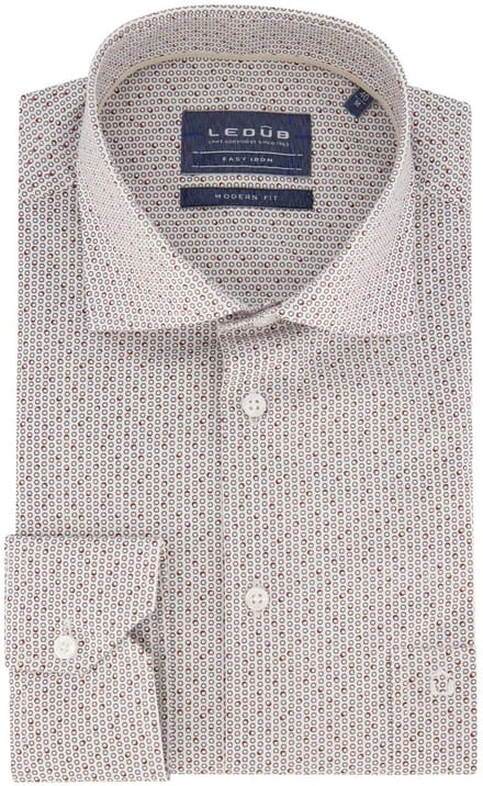 katoenen Ledub overhemd Modern Fit New bruin geprint
