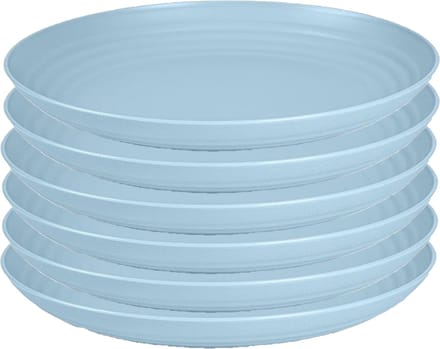 PlasticForte Rond bord/camping bord - 6x - D22 cm - ijsblauw - kunststof