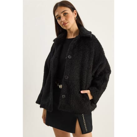 Oversized Pluche Jasje met Knopfsluiting