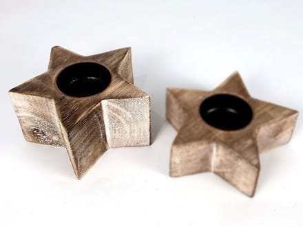 Waxinehouder set ster 4x10 cm en 6x10 cm