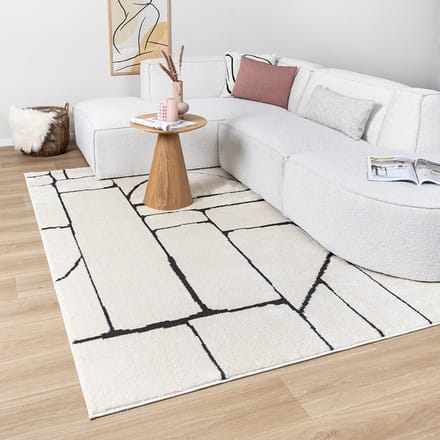 FRAAI Japandi vloerkleed - Yori Blocks Crème/Zwart - 120x170cm