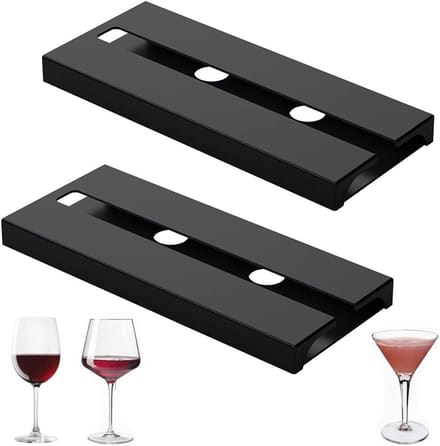 Omgekeerde wijnglashouders - Stemware Rack plastic - Thuis bar keuken restaurant - Set van 2 (zwart)